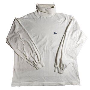 Izod Lacoste Vintage White Turtleneck Long Sleeve Shirt XL 100% Cotton